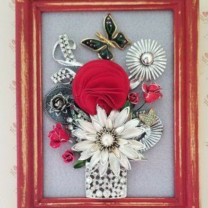 Vintage and Contemporary Jewelry Art framed "Love"